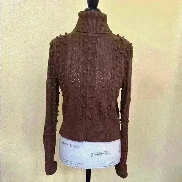 Tularosa Chocolate “Achilles” Cropped Turtleneck Sweater Large New Without Tags! - Picture 4 of 9